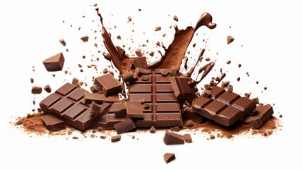 Wall Mural - Chocolate splash in the center isolated on white background.