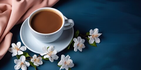 Sticker - cup of coffee with flowers