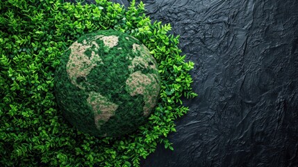 Wall Mural - A green globe sitting on top of some grass, AI