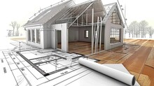In An Architect Workshop, A Detailed House Replica, Blending Digital Schematics. The Model Showcases A Meticulous Blend Of Digital Innovation And Hands-on Craftsmanship