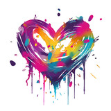 Fototapeta  - big colorful heart without background in graffiti style for Valentine's Day, Valentine's Day postcard, generative AI