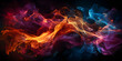 Colorful Burning Fire Flames on Black Background. Multicolored Smoke Blooms