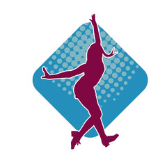 Wall Mural - Silhouette of a casual female in a dancing pose. Silhouette of a dancer woman in action pose.