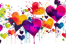 Big Colorful Heart Without Background In Graffiti Style For Valentine's Day, Valentine's Day Postcard, Generative AI