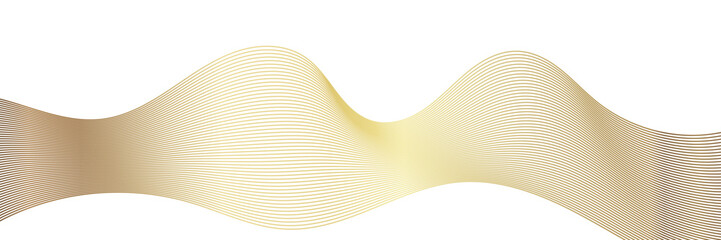 Poster - abstract wavy gold lines on transparent background