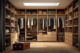 Fototapeta Londyn - Contemporary storage space for clothing and accessories. Generative AI