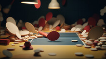 Table Tennis Action With A 3D Character , Paddle Connecting With The Ball, All Details Sharp