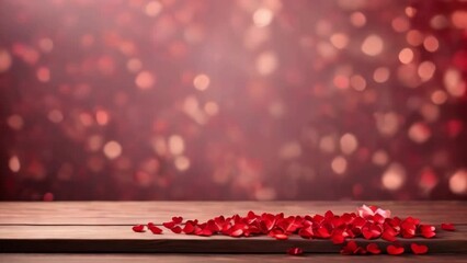 Wall Mural - Valentines background with table and bokeh, motion