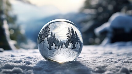 Wall Mural - christmas ball on snow