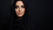 Beautiful arab middle-eastern woman with traditional abaya dress in studio.