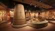 Explore the wonders of a simulated ancient civilization exhibit, with a stunning 3D rendering of artifacts, statues, and architectural wonders from bygone eras.