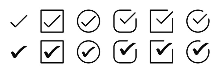 Leinwandbilder - check box icon with correct, accept checkmark icons green tick box, check list circle frame - checkbox symbol sign. check mark icon square frame