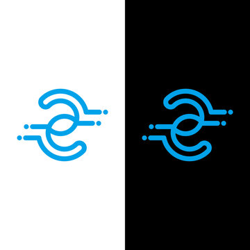 Letter C and C Molecule Logo, Bio tech Connect Dots Science Technology Logo Design Vector