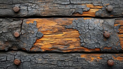  Old wooden background with interesting cracks and wood grain. top view.
