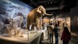 Marvel at the lifelike depiction of a 3D-rendered ice age landscape, featuring woolly mammoths, saber-toothed cats, and other extinct megafauna.