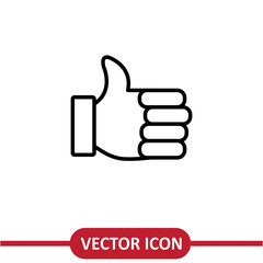 Poster - Thumb Icon. Deal or Agree Symbol flat liner illustration for Websites, Presentation on white background..eps