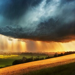 Wall Mural - Dark Stormy clouds with lightening 