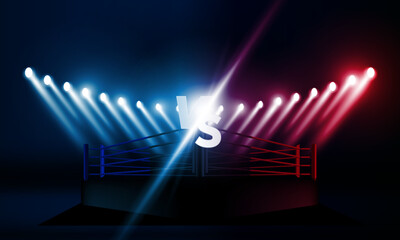 Wall Mural - Boxing ring arena stadium vector design.