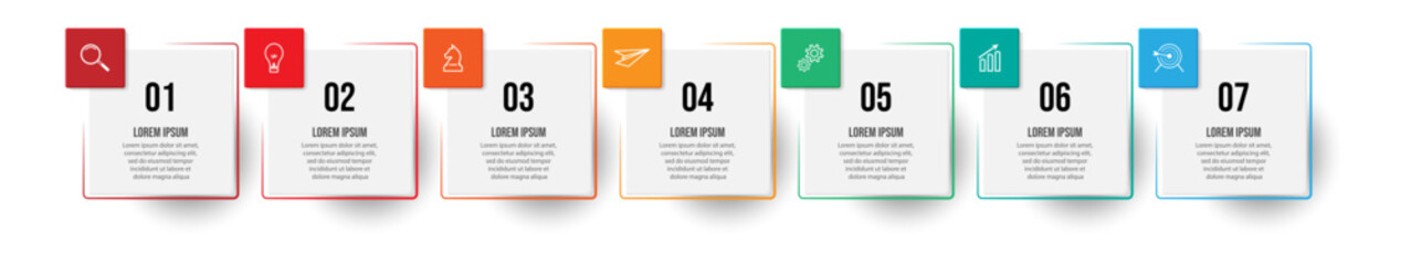 Aufkleber - Vector Infographic simple design with 7 options or steps. Can be used for presentation banners, workflow layouts, flow charts, infographics, your business presentations