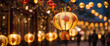 Wide Beautiful Ornate golden Chinese New Year Lanterns Festival on bokeh golden Nights with copy space, chinese new year banner design