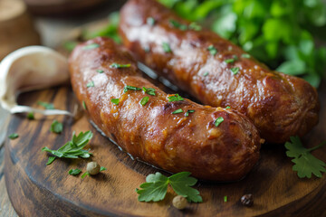 Wall Mural - grilled sausage on a plate