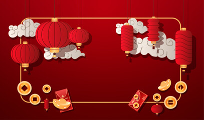 Wall Mural - chinese new year greeting card asian flyer invitation poster horizontal