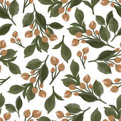  brown floral bud pattern for fabric