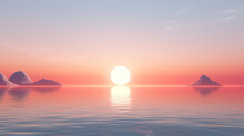 A Minimalist Sunrise, With The Sun Just Peeking Over A Low Horizon. 3D Rendered