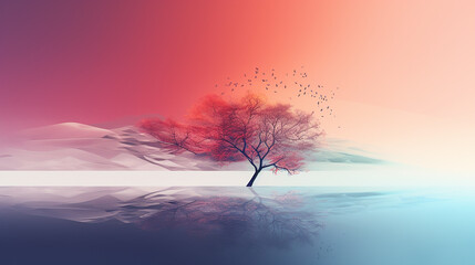 Wall Mural - tree in the morning wallpaper background