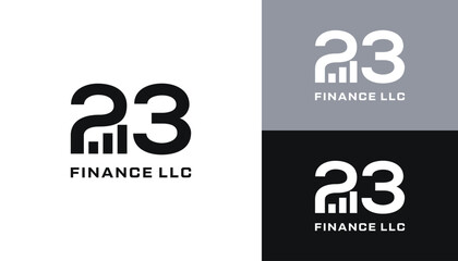 Wall Mural - Number 23 Typography Letter Word Mark with Financial Graph Diagram For Marketing Business Logo Design