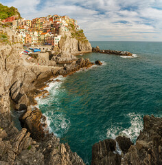 Idyllic landscape of resort village Manarola, Cinque Terre, Liguria, Italy