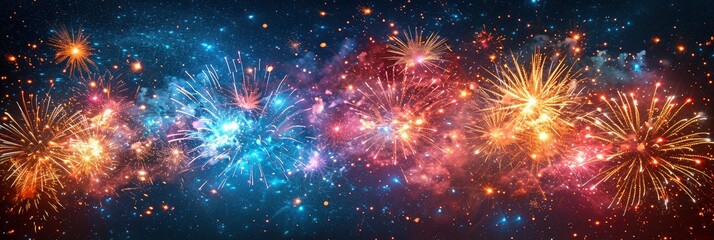Colorful New Year 2018 Fireworks Numeric, Background HD, Illustrations