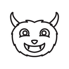 Sticker - cute horned monster icon logo vector