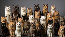 Studio Image Of Large Group Of Cats