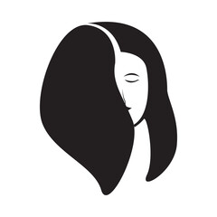 Sticker - long hair female icon logo vector