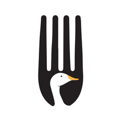 Canvas Print - duck fork icon logo vector