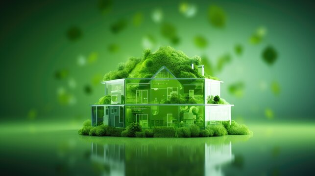 Green building technologies for energy efficient structures solid background