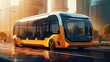 Self driving buses for public transport solid background