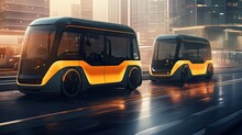 Self Driving Buses For Autonomous Transit Solid Background
