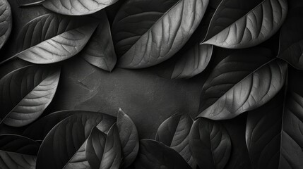 Wall Mural - Textures of abstract black leaves for tropical leaf background