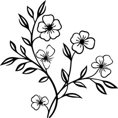 Wall Mural - Vector black silhouettes of flowers isolated background