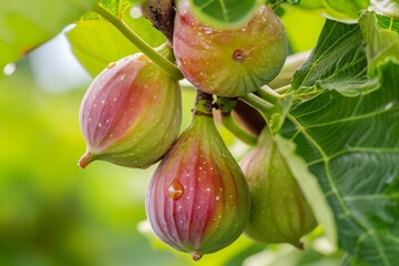 Fig, or fig tree, or common fig tree Ficus carica is a subtropical deciduous plant of the genus Ficus of the Mulberry family. Figs on a branch