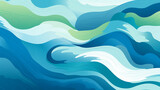Fototapeta  - A flat design of a geometrically stylized river, twists and turns rendered calming blues and greens