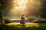 Fototapeta  - Morning Meditation in Tranquil Garden.