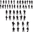 © Qurban Vector & Ai - Male and female Soldiers military, security black silhouette on white background