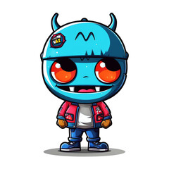 Sticker - Chibi monster cartoon image. Cute monster game character design image.