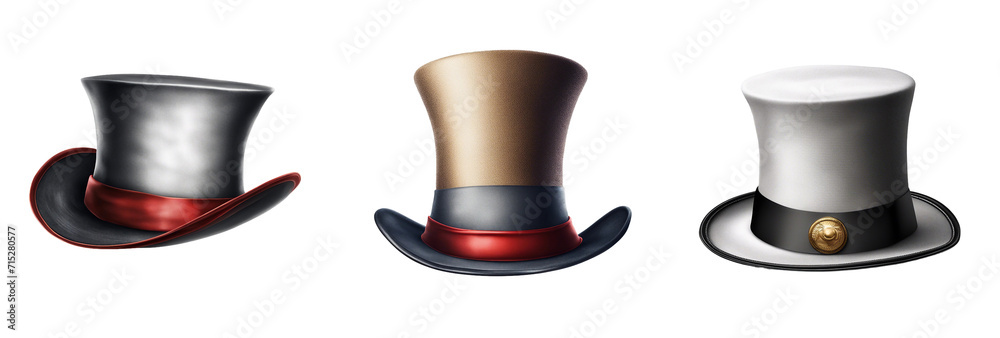 Set of Magician Hat on Transparent Background: PNG, SVG, Clipart, Printable Ready Design for ...