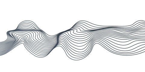 Poster - Vector abstract wavy, curve and ocean flowing dynamic lines isolated on transparent background. Design for banner, flyer, cover, technology, science, brochure, ocean.
