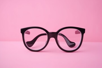 Stylish fashionable glasses on creative pink background.