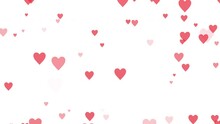 Red Hearts On White Background. Valentines And Wedding Day Blinking Background Animation 4k Overlay Animation. 